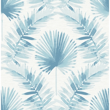 Picture of Calla Blue Painted Palm Wallpaper
