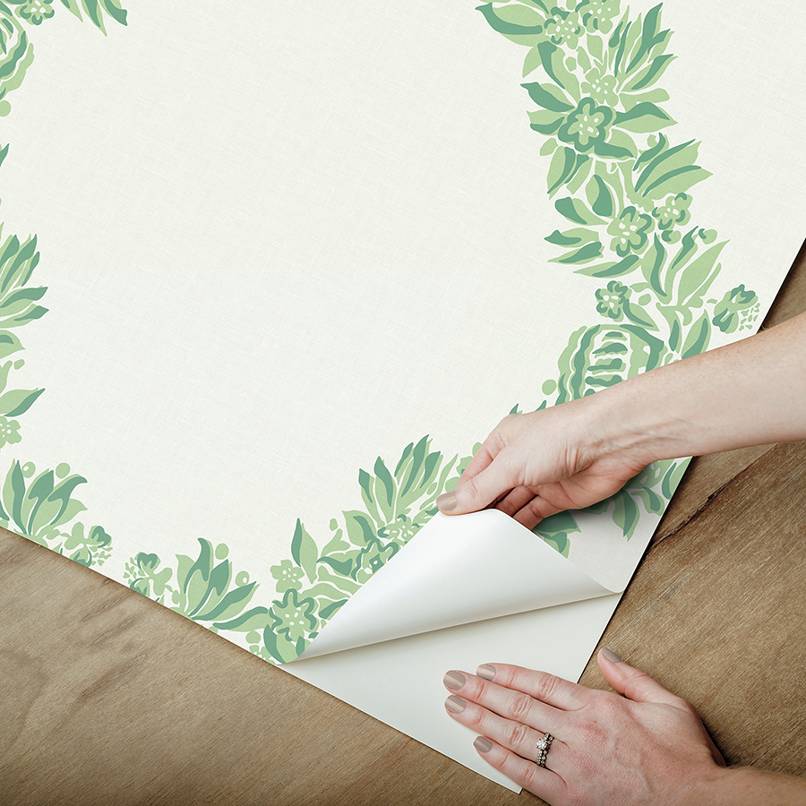 SCS6051 - Jade Wreath Peel and Stick Wallpaper - by Scalamandré