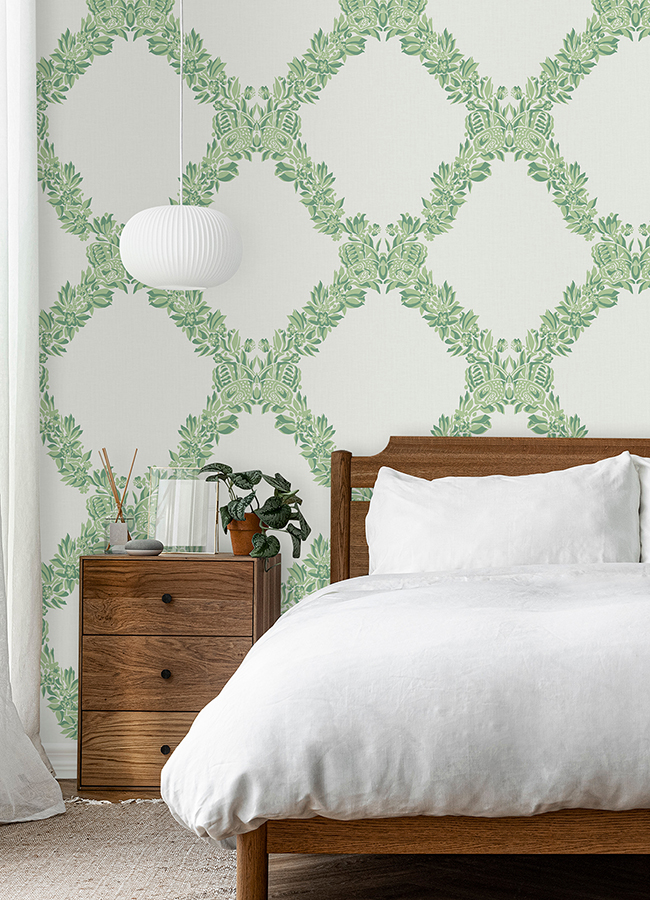 SCS6051 - Jade Wreath Peel and Stick Wallpaper - by Scalamandré