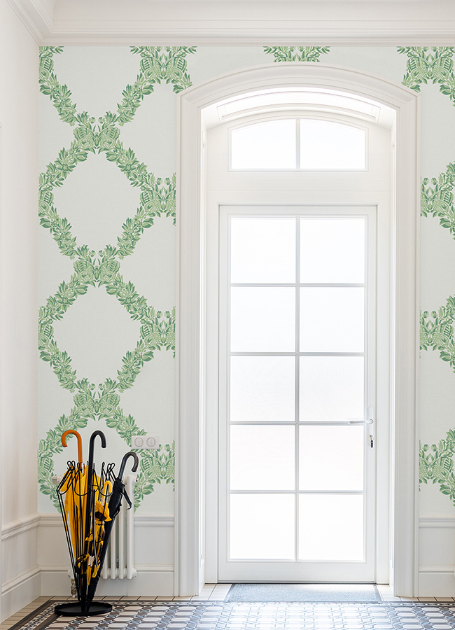 SCS6051 - Jade Wreath Peel and Stick Wallpaper - by Scalamandré