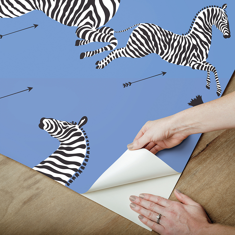 SCS6053 - Azure Zebra Safari Peel and Stick Wallpaper - by Scalamandré