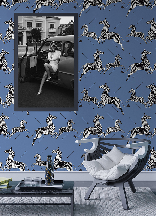 SCS6053 Azure Zebra Safari Peel and Stick Wallpaper by Scalamandré