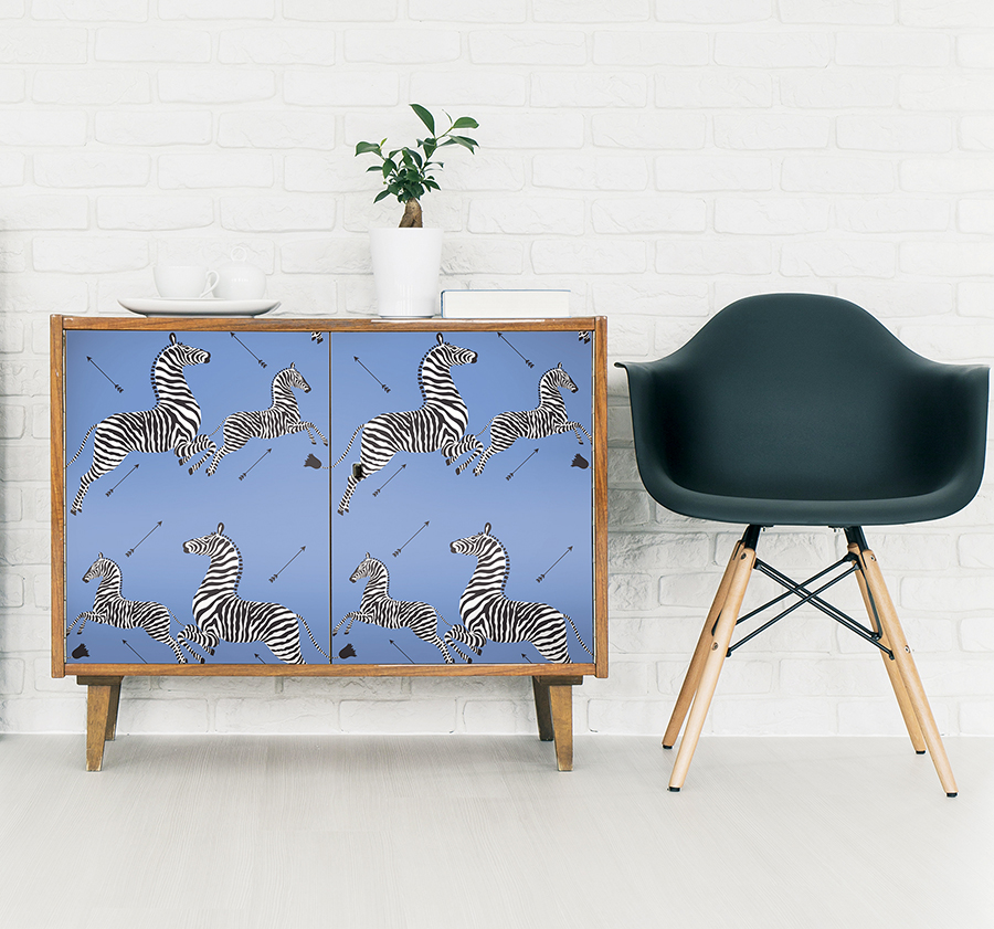 SCS6053 Azure Zebra Safari Peel and Stick Wallpaper by Scalamandré