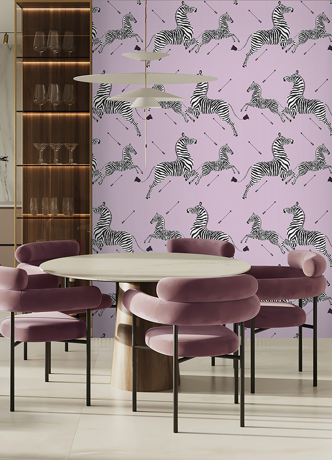 SCS6054 Lilac Zebra Safari Peel and Stick Wallpaper by Scalamandré