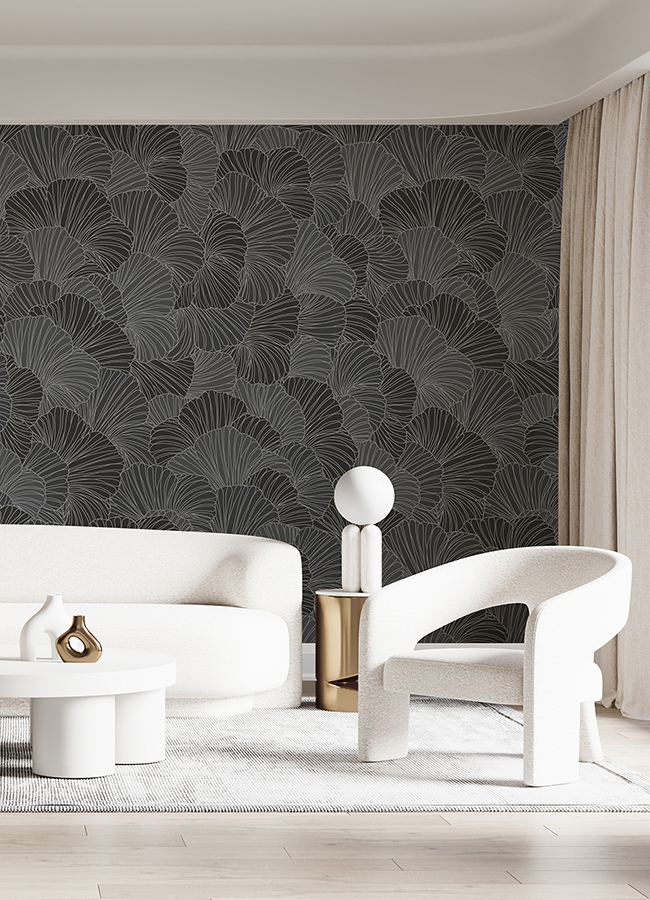 ASTM5050 Petals Charcoal Grey Wall Mural by Katie Hunt x AStreet