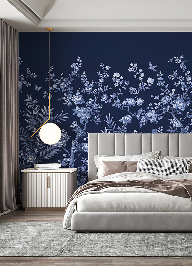 ASTM5058 Twilight Chinoiserie Midnight Blue Wall Mural by Katie