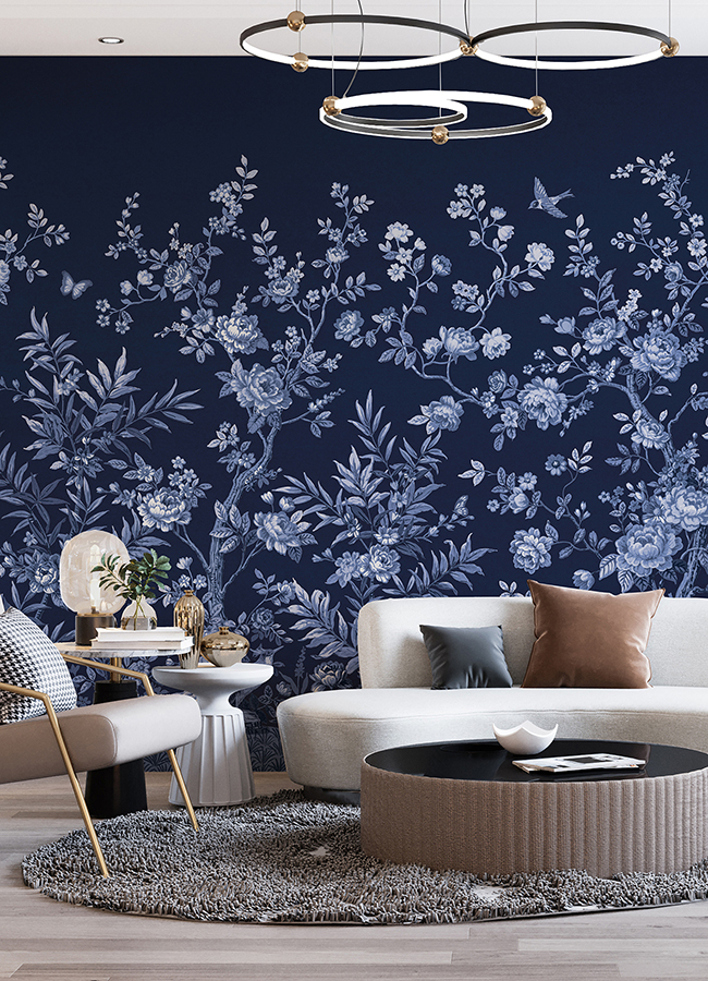 ASTM5058 Twilight Chinoiserie Midnight Blue Wall Mural by Katie