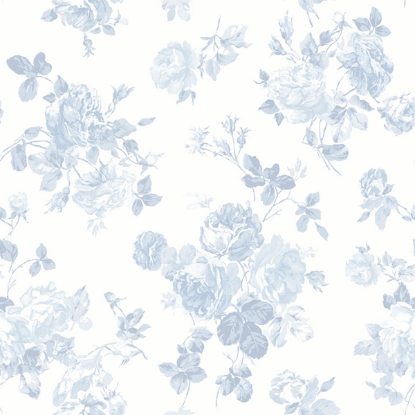 Picture of Blue Bella Ribbon Everblooming Rosettes Peel and Stick Wallpaper
