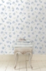 Picture of French Blue Ribbon Rosa Peel and Stick Wallpaper
