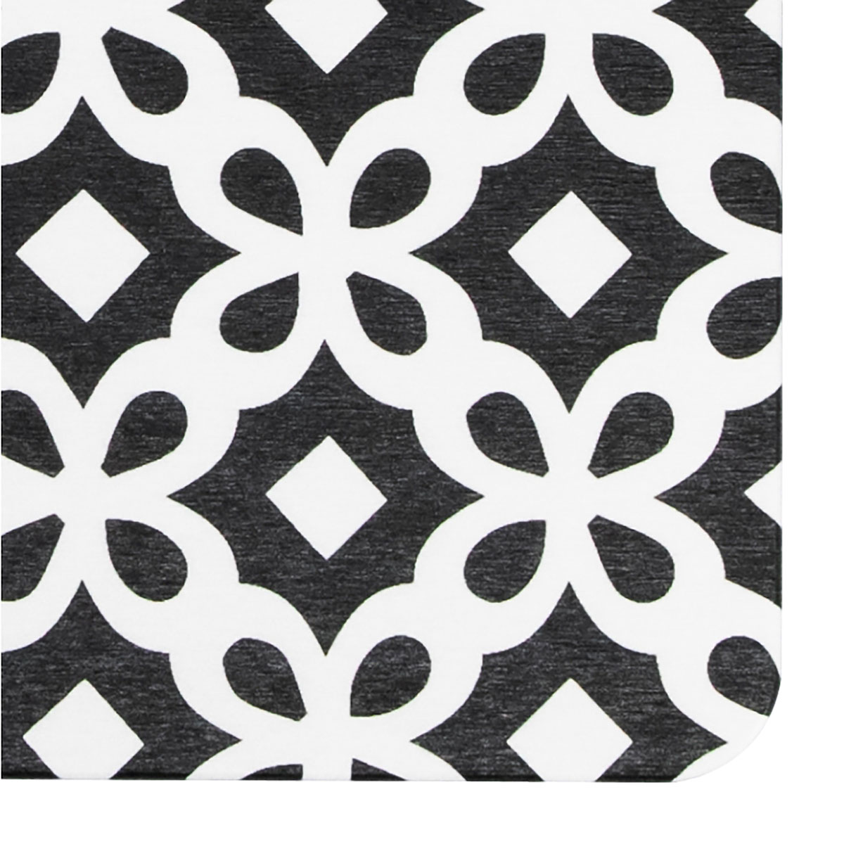 bathwblkpattern Black Quatrefoil White Stone Bath Mat, Non Slip by