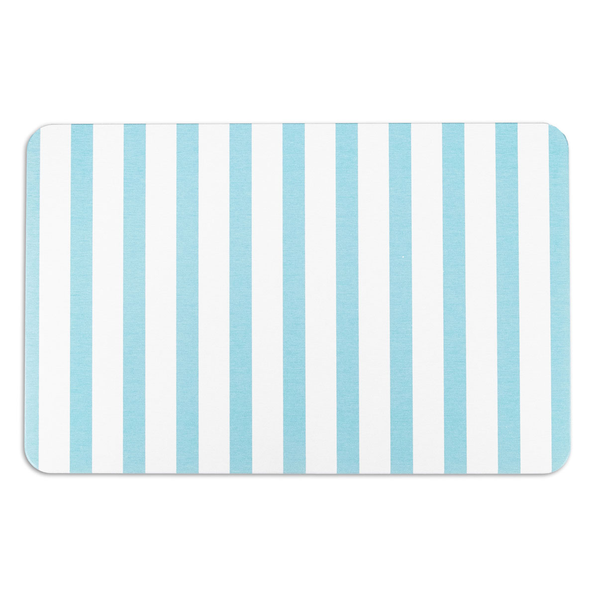 bathwbluestripe Blue Stripe White Stone Bath Mat, Non Slip by