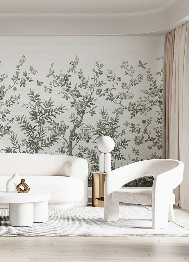 ASTM5056 Forest Chinoiserie Sage Green Wall Mural by Katie Hunt x A