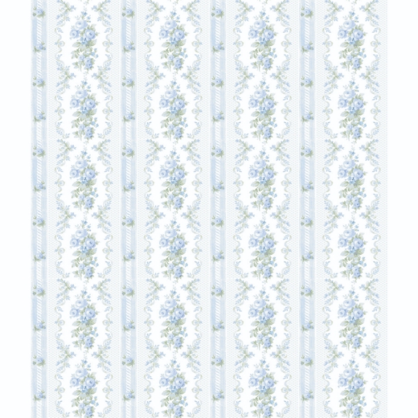 Picture of Dreamy Days Sweet Blue Stripe & Floral Wallpaper