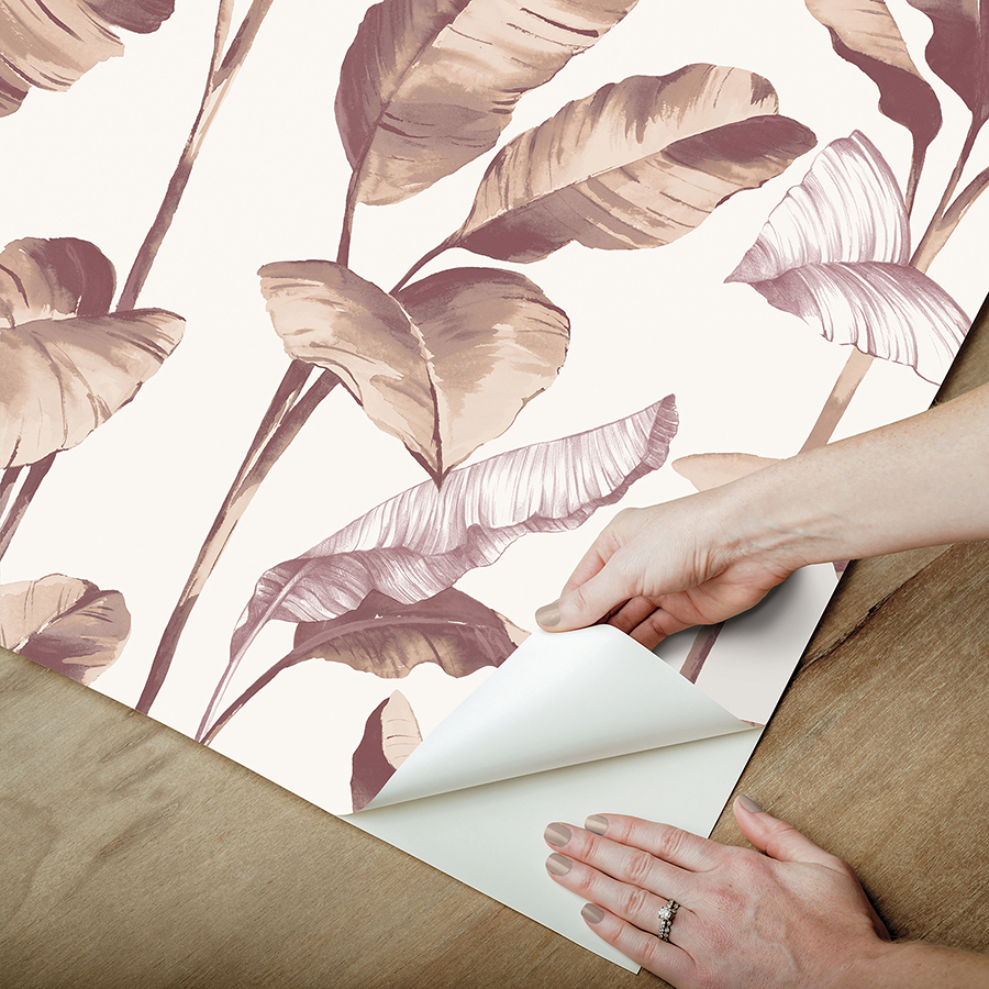 NUS4902 - Mauve Banana Leaf Peel and Stick Wallpaper - by NuWallpaper