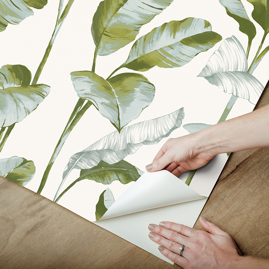 NUS4903 - Green Banana Leaf Peel and Stick Wallpaper - by NuWallpaper