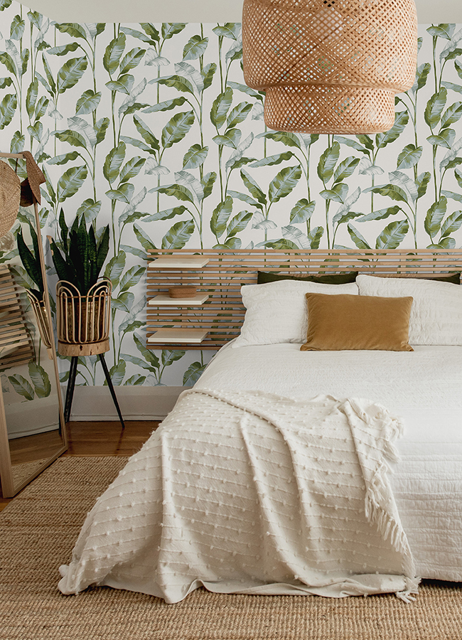 NUS4903 - Green Banana Leaf Peel and Stick Wallpaper - by NuWallpaper