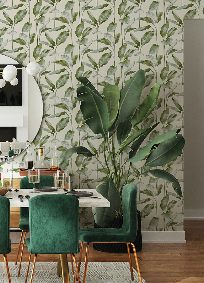 NUS4903 Green Banana Leaf Peel and Stick Wallpaper by NuWallpaper