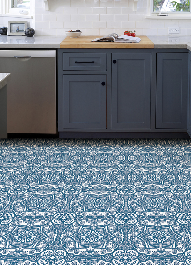 FP4945 - Blue Erina Peel and Stick Floor Tiles - by FloorPops