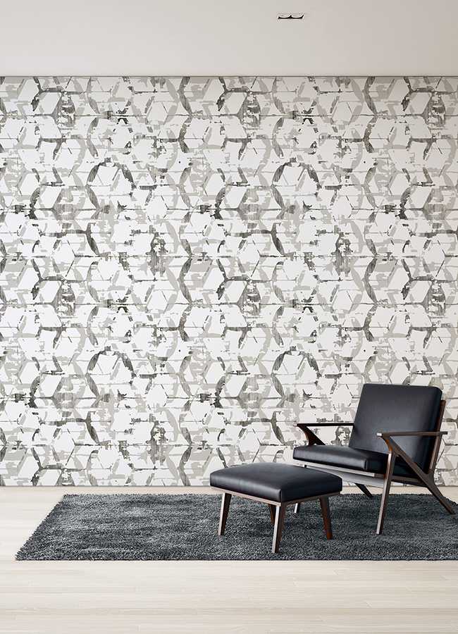 ASTM5039 HexAGone Dove Grey Wall Mural by Katie Hunt x AStreet