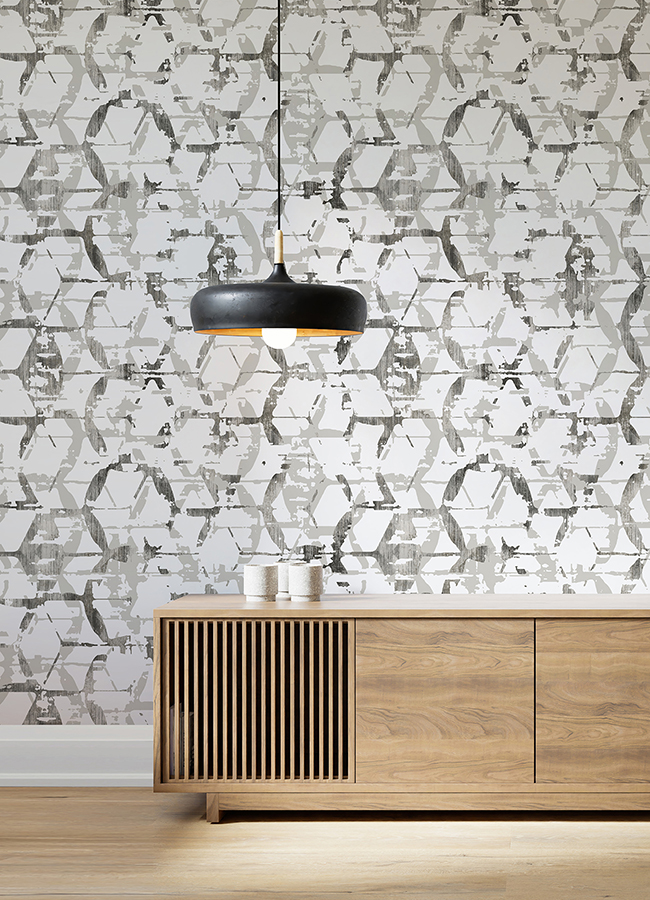 ASTM5039 HexAGone Dove Grey Wall Mural by Katie Hunt x AStreet