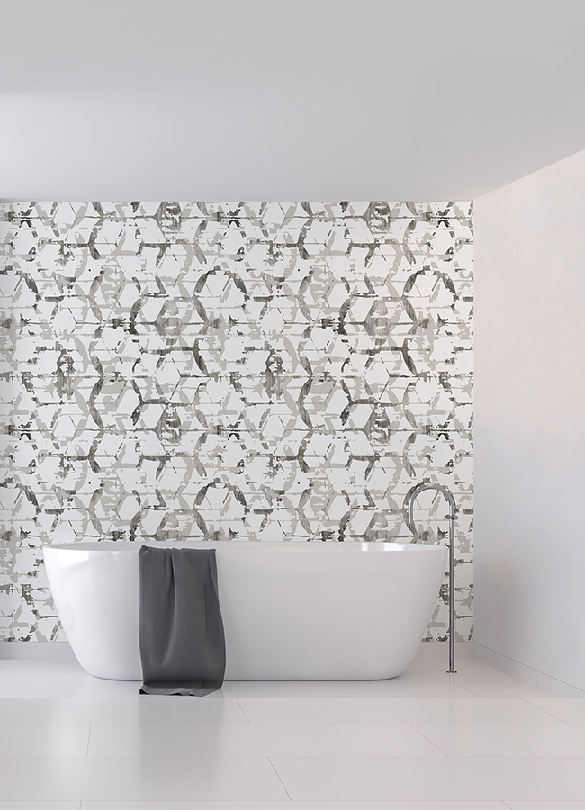 ASTM5039 HexAGone Dove Grey Wall Mural by Katie Hunt x AStreet