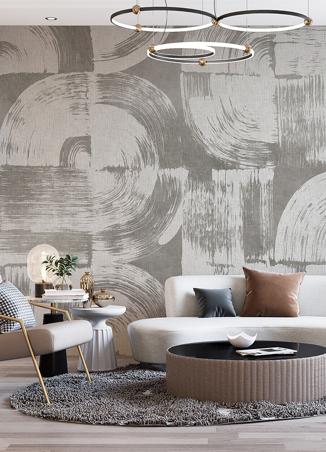 ASTM5051 Brushstrokes Dove Grey Wall Mural by Katie Hunt x AStreet
