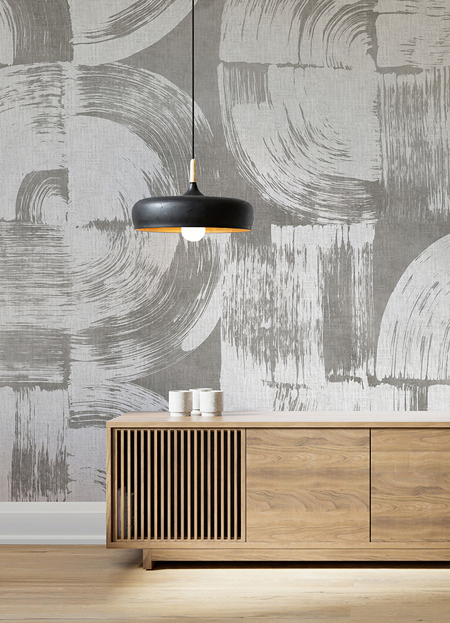 ASTM5051 Brushstrokes Dove Grey Wall Mural by Katie Hunt x AStreet