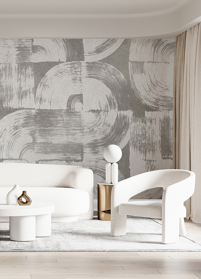 ASTM5051 Brushstrokes Dove Grey Wall Mural by Katie Hunt x AStreet