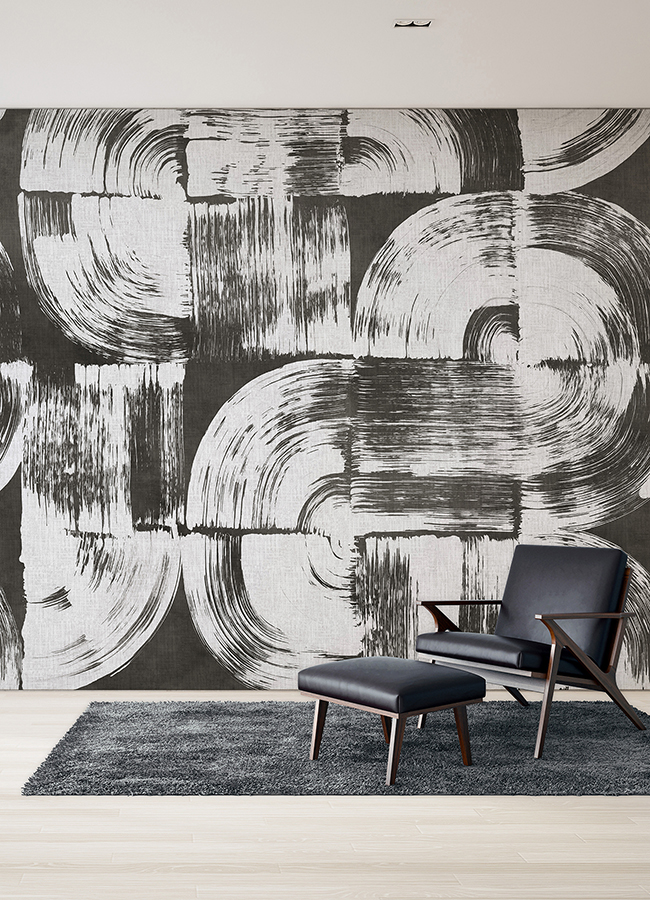 ASTM5052 Brushstrokes Charcoal Grey Wall Mural by Katie Hunt x A
