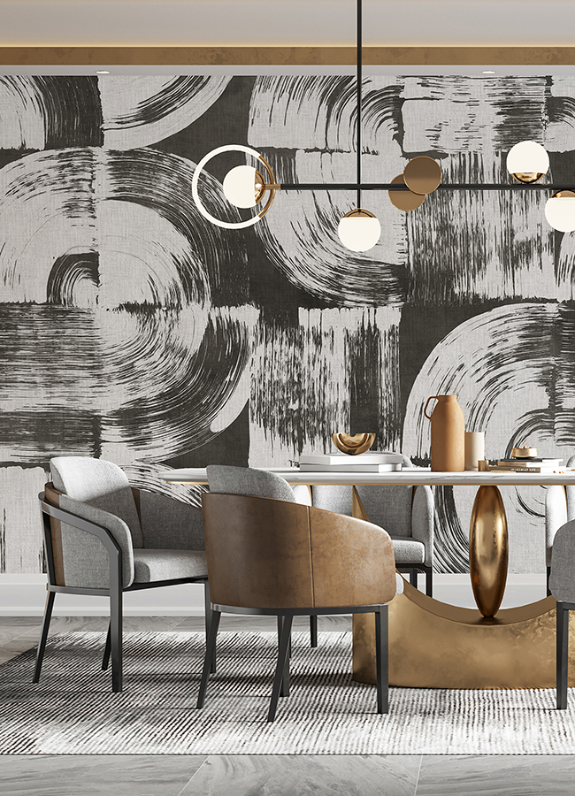 ASTM5052 - Brushstrokes Charcoal Grey Wall Mural - by Katie Hunt x A ...