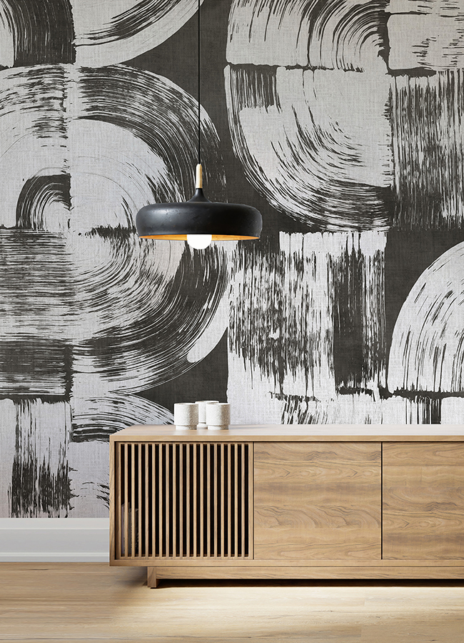 ASTM5052 Brushstrokes Charcoal Grey Wall Mural by Katie Hunt x A