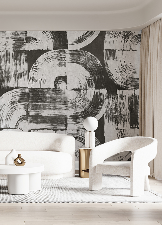 ASTM5052 Brushstrokes Charcoal Grey Wall Mural by Katie Hunt x A