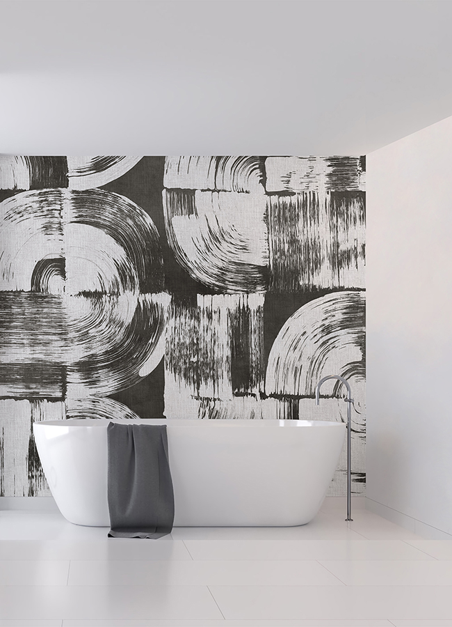 ASTM5052 Brushstrokes Charcoal Grey Wall Mural by Katie Hunt x A
