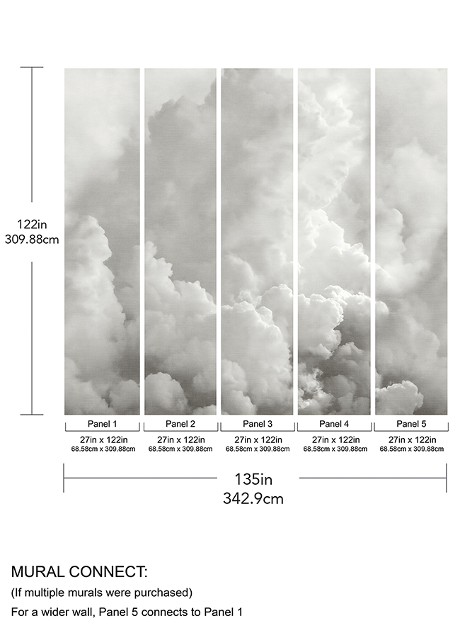 ASTM5054 In the Clouds Dove Grey Wall Mural by Katie Hunt x A