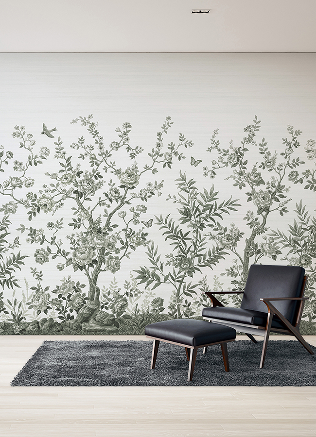 ASTM5056 Forest Chinoiserie Sage Green Wall Mural by Katie Hunt x A
