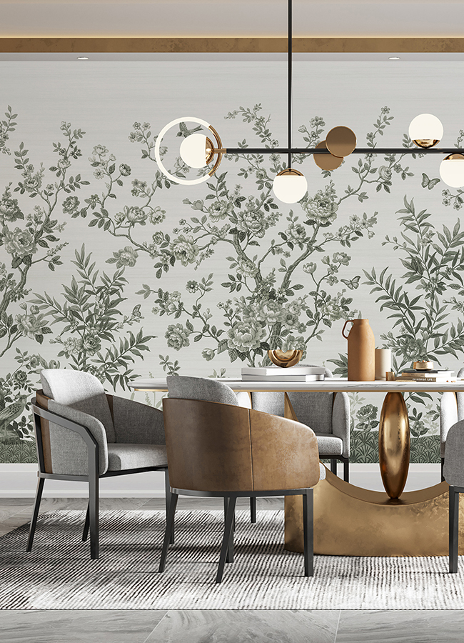 ASTM5056 Forest Chinoiserie Sage Green Wall Mural by Katie Hunt x A