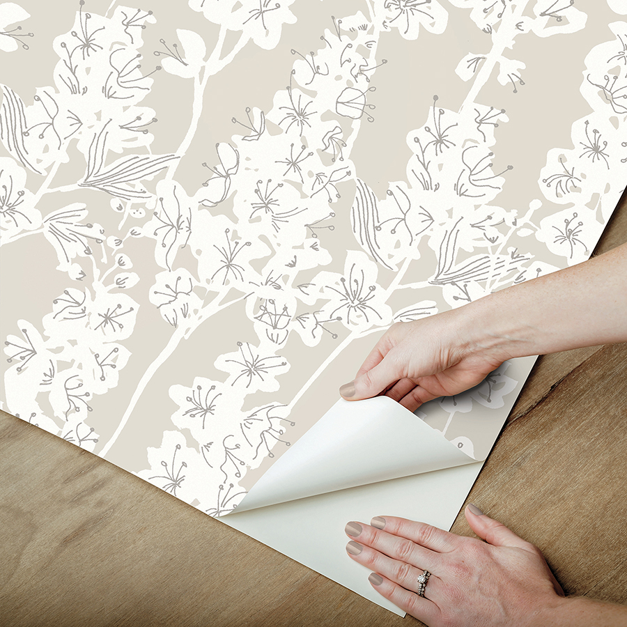 BDS6073 Taupe Larkspur Peel and Stick Wallpaper by By Dylan M