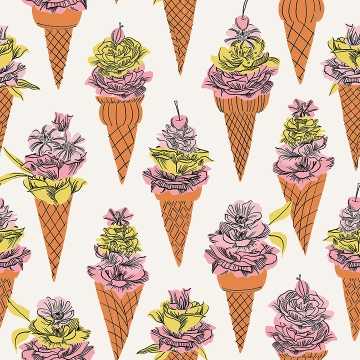 Picture of Orange Floral Ice Cream Peel and Stick Wallpaper