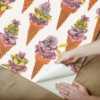 Picture of Orange Floral Ice Cream Peel and Stick Wallpaper