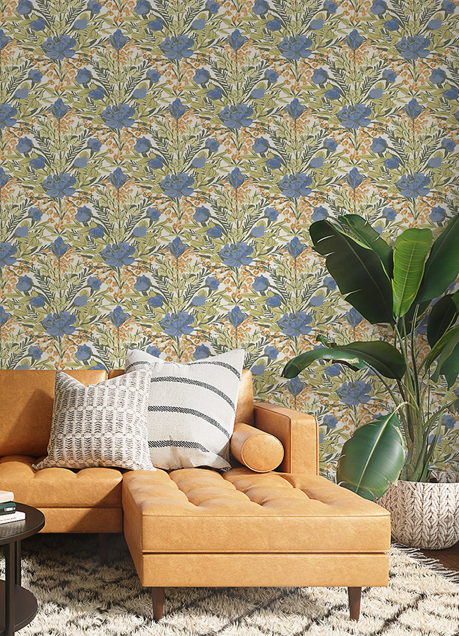 BDS6077 - Bright Multi Moody June Blooms Peel and Stick Wallpaper - by