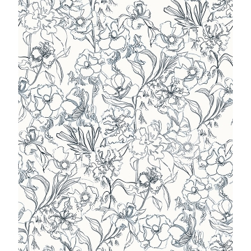 Picture of Navy May Bloom Peel and Stick Wallpaper
