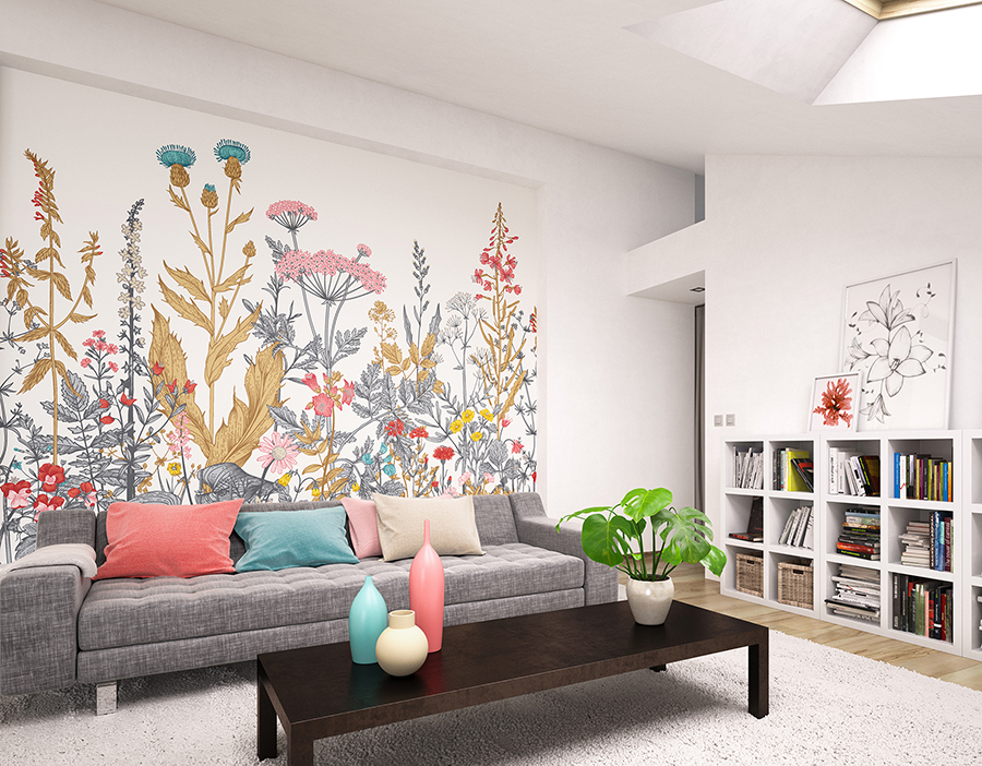 MUR109M Botanical Fleur Wall Mural by Origin Murals