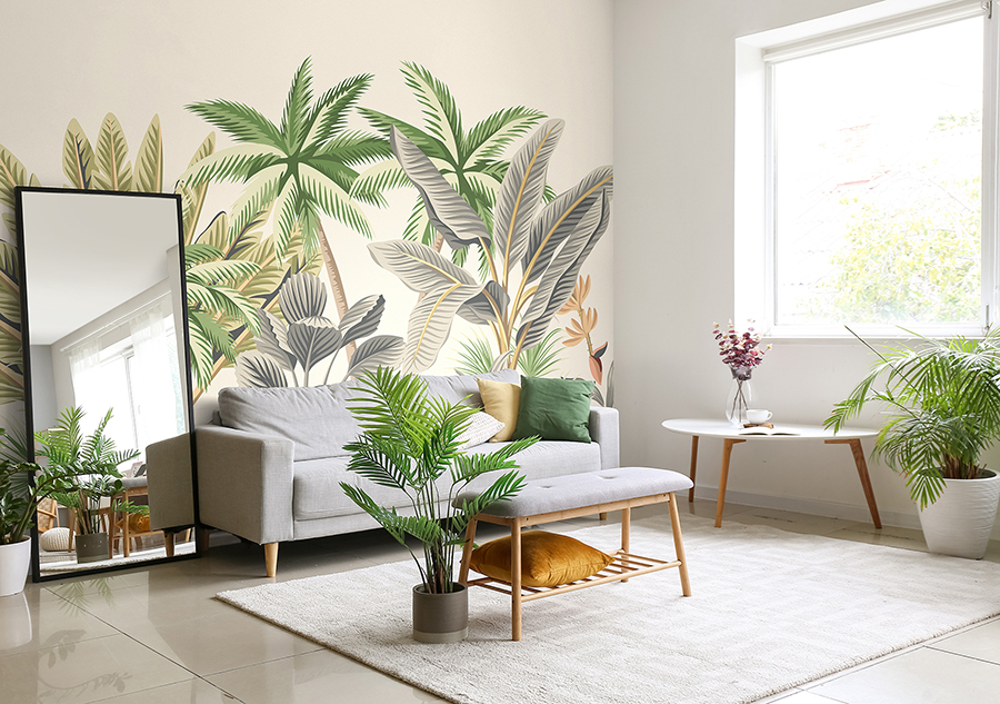 Mur198m Green Tropical Palm Trees Wall Mural By Origin Murals