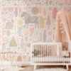 Picture of Peach Scandi Forest Animals Wall Mural