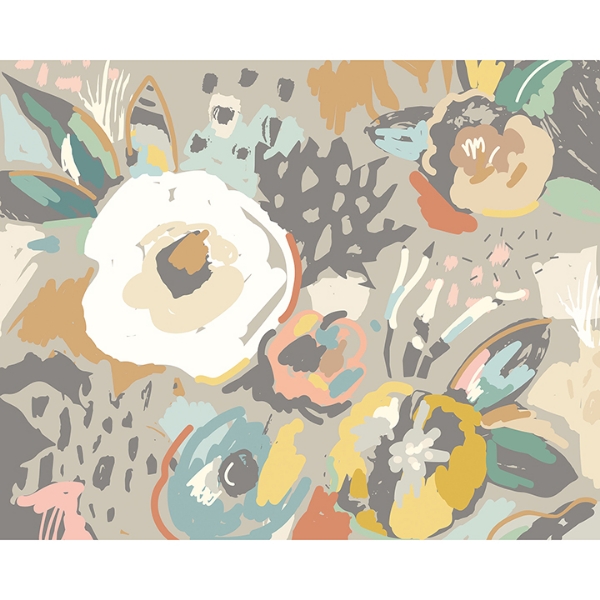Picture of Neutral Abstract Floral Wall Mural