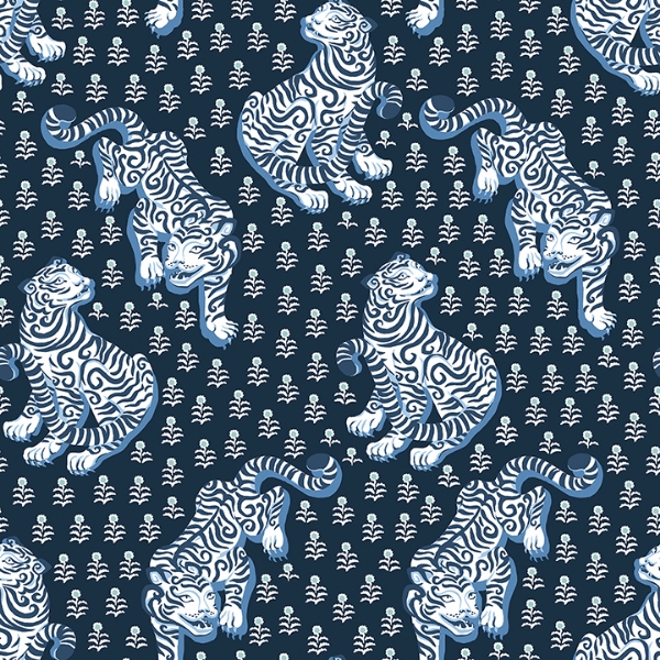 Picture of Navy Tiger Queen Peel and Stick Wallpaper