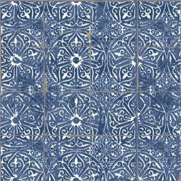 Picture of Cobalt Sea Provincial Tile Peel and Stick Wallpaper