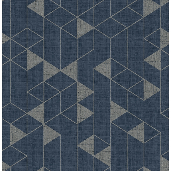 Picture of Fairbank Navy Linen Geometric Wallpaper by Scott Living