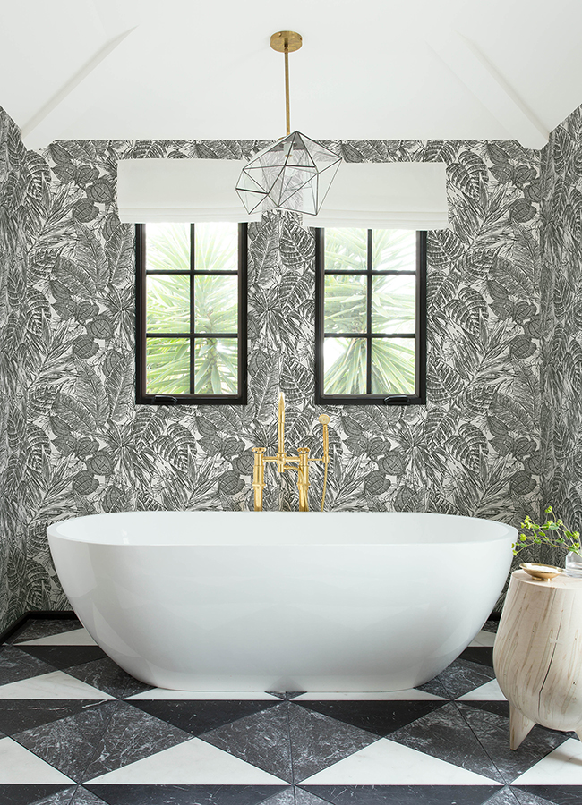 4034-72115 - Brentwood Black Palm Leaves Wallpaper by Scott Living - by ...