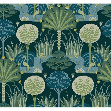 Picture of Mandeville Teal Tropical Paradise Wallpaper by Scott Living
